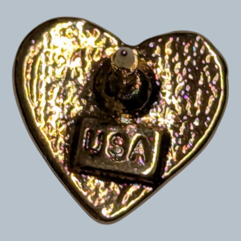 Filigree Gold Tone Pink Rhinestone & Solid Heart Hat Lapel Pin Lot - Picture 3 of 4